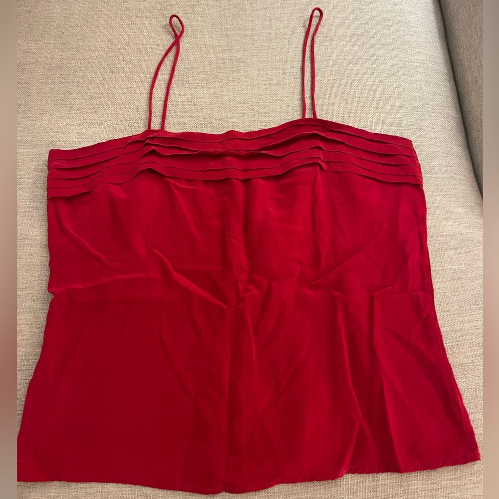 Red 100% silk spaghetti strap shirt